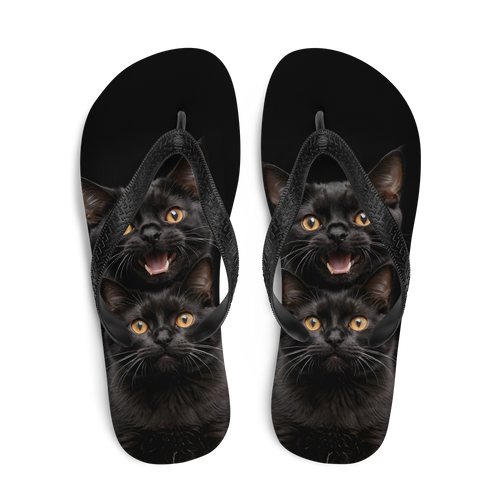 Two Black Cats Follows Flip Flops