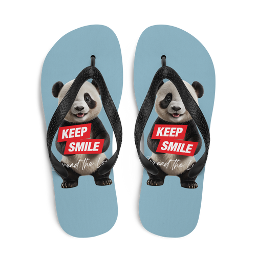 Keep Smile Blue Panda Flip Flops