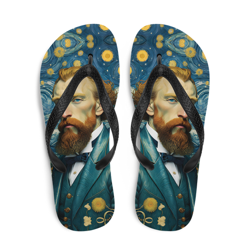 Van Gogh Potrait Painting Flip Flops