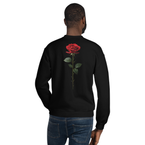 Red Rose on Black Back Print Unisex Sweatshirt