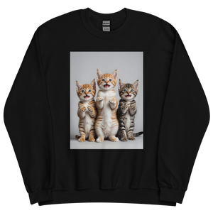 Funny Tripple Cats Unisex Sweatshirt Front Print