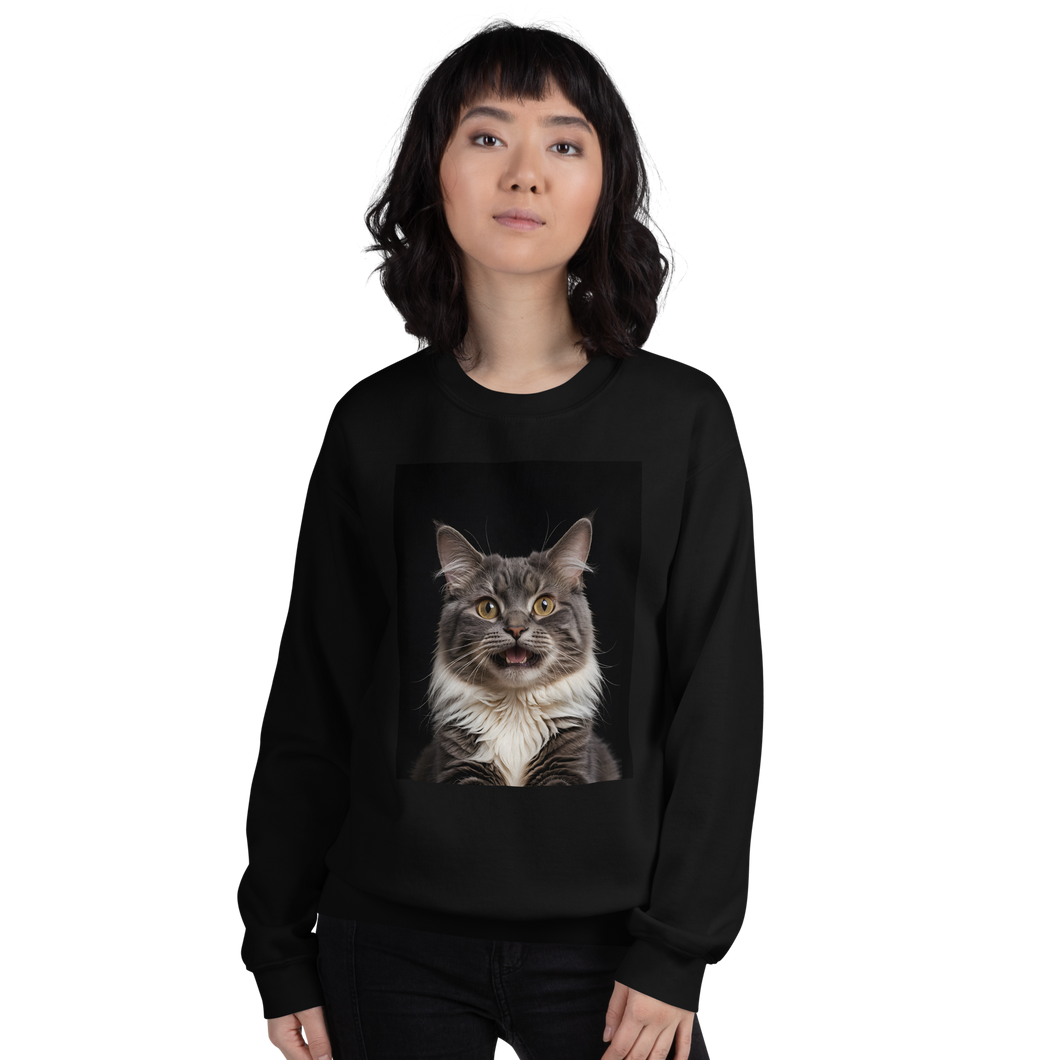 Shocked Cat Face Unisex Sweatshirt Front Print