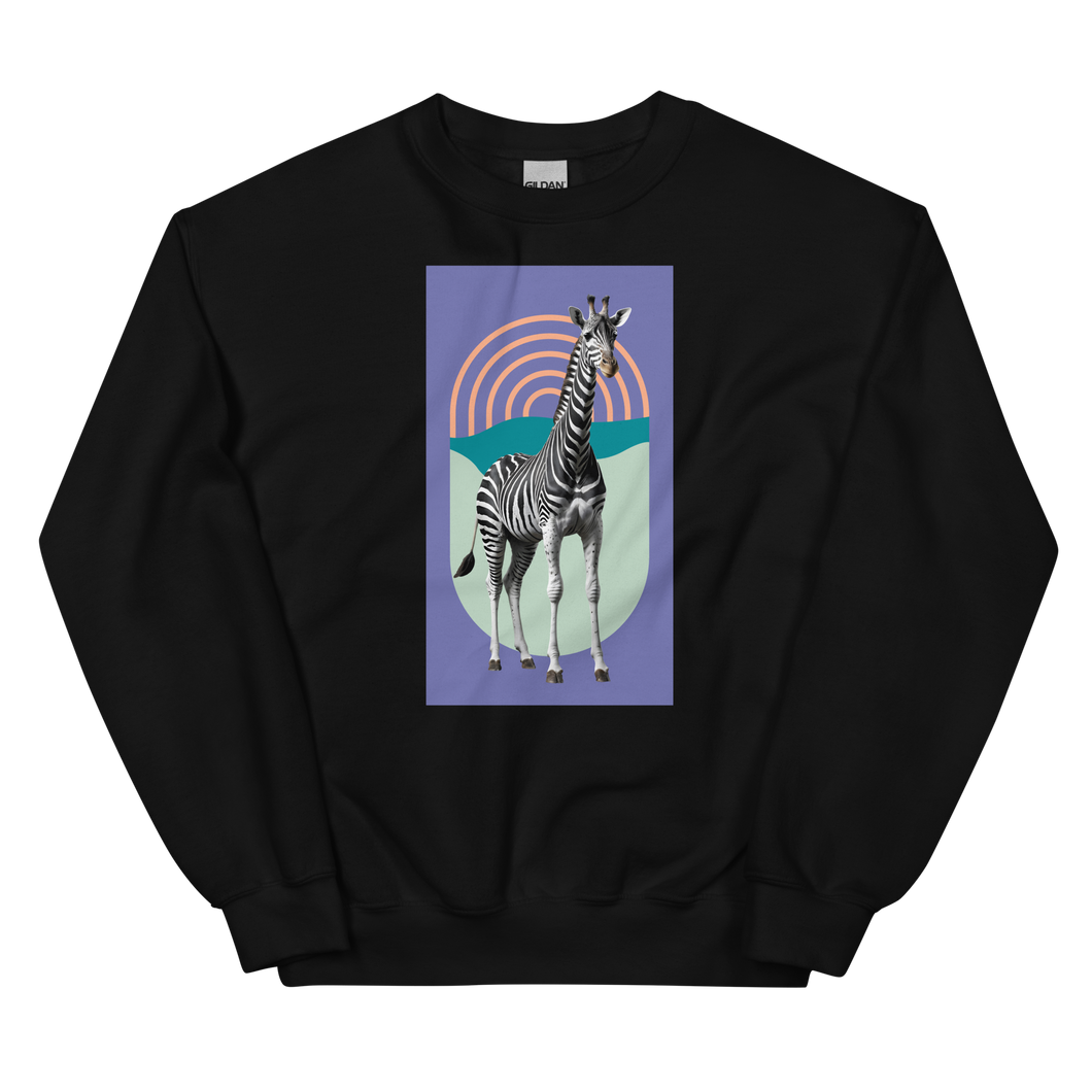 Giraffe Zebra Purple Unisex Sweatshirt Front Print