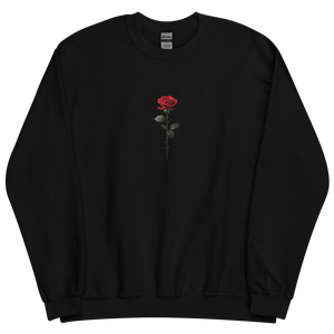 Red Rose on Black Back Print Unisex Sweatshirt