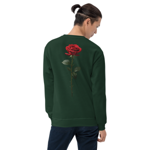 Red Rose on Black Back Print Unisex Sweatshirt