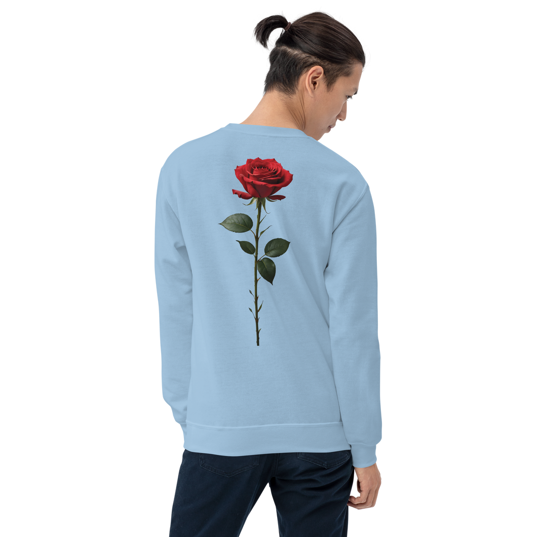 Red Rose on White Back Print Unisex Sweatshirt