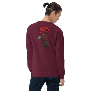 Red Rose on Black Back Print Unisex Sweatshirt