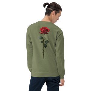 Red Rose on Black Back Print Unisex Sweatshirt