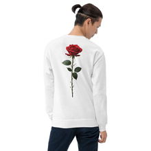 Red Rose on White Back Print Unisex Sweatshirt