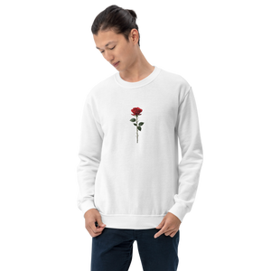 Red Rose on White Back Print Unisex Sweatshirt