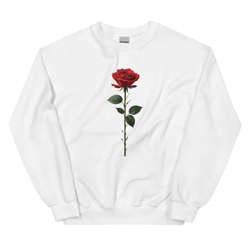 Red Rose on White Unisex Sweatshirt