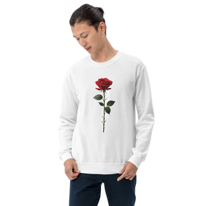 Red Rose on White Unisex Sweatshirt