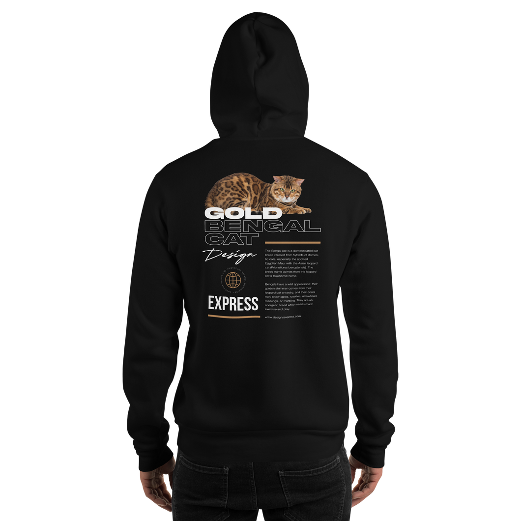 Gold Bengal Cat Unisex Hoodie Front