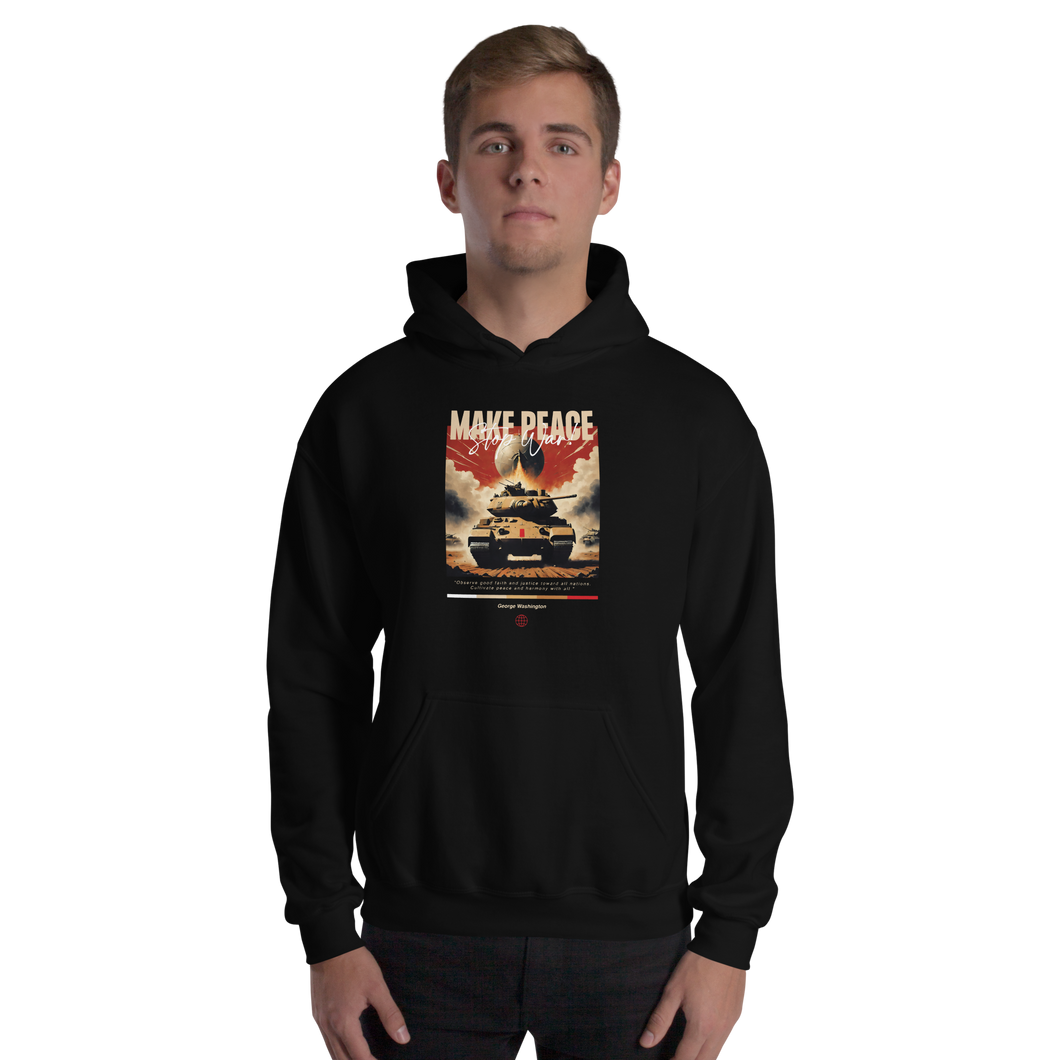 Make Peace Stop War Tank Unisex Hoodie Front Print