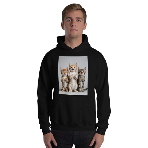 Funny Tripple Cats Unisex Hoodie Front Print