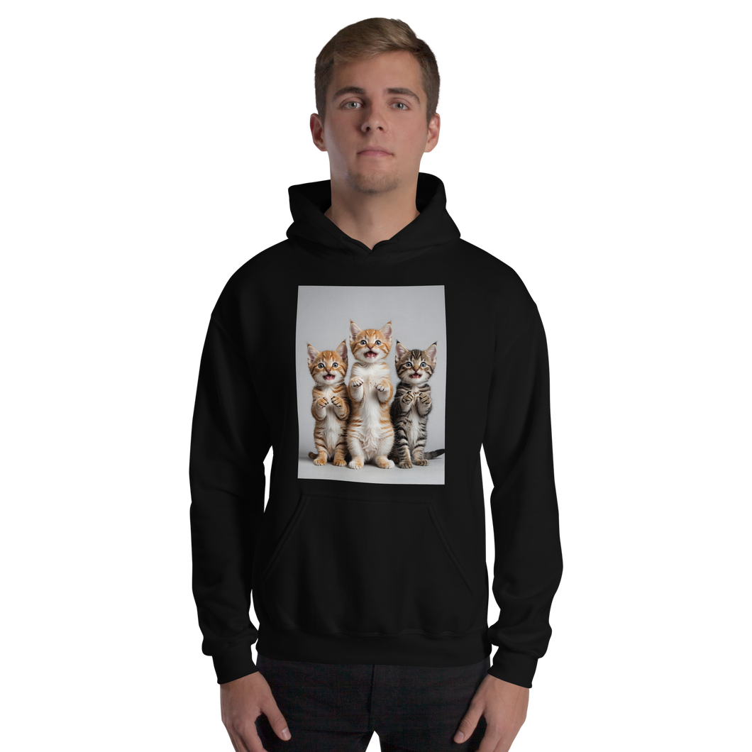 Funny Tripple Cats Unisex Hoodie Front Print