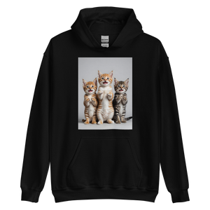 Funny Tripple Cats Unisex Hoodie Front Print