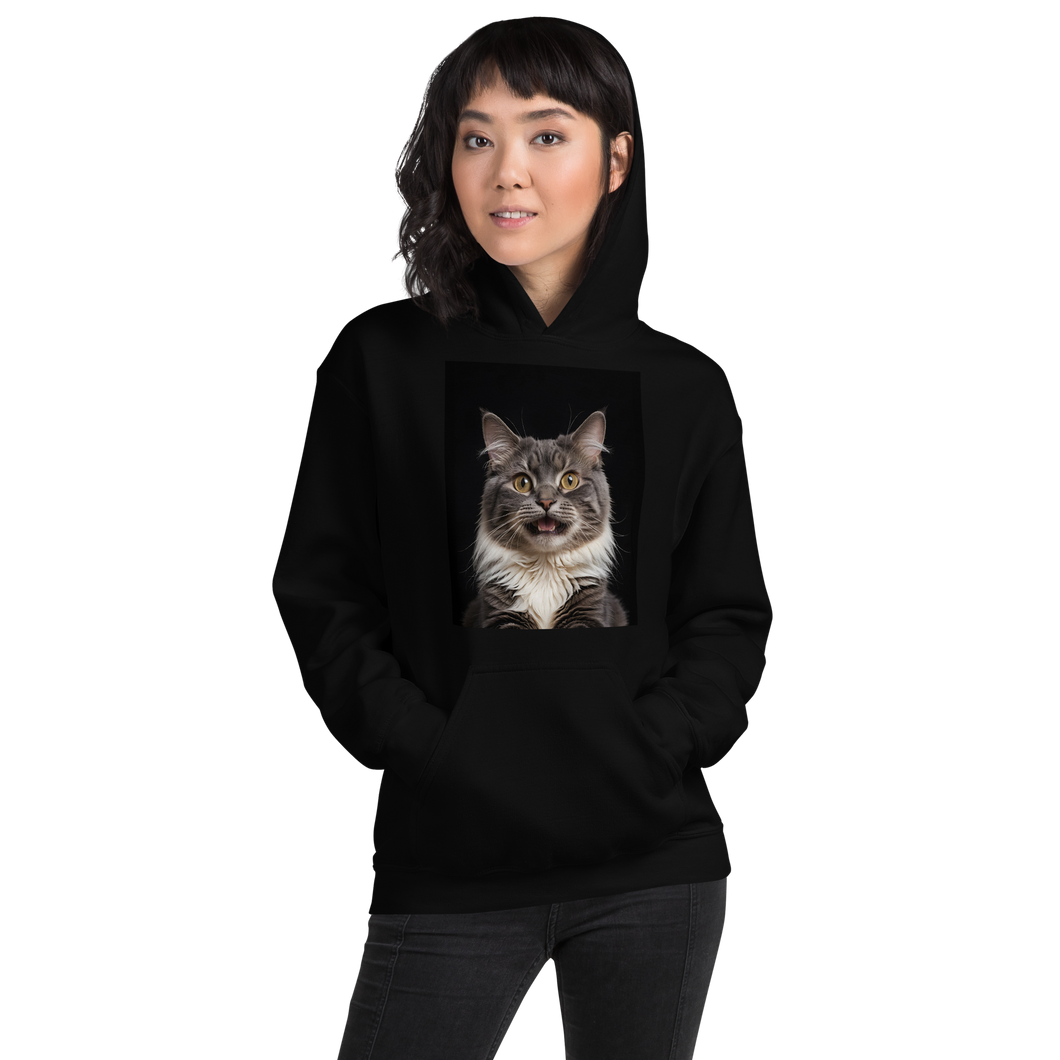 Shocked Cat Face Unisex Hoodie Front Print