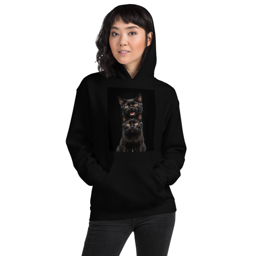 Two Black Cats Follows Unisex Hoodie Front Print