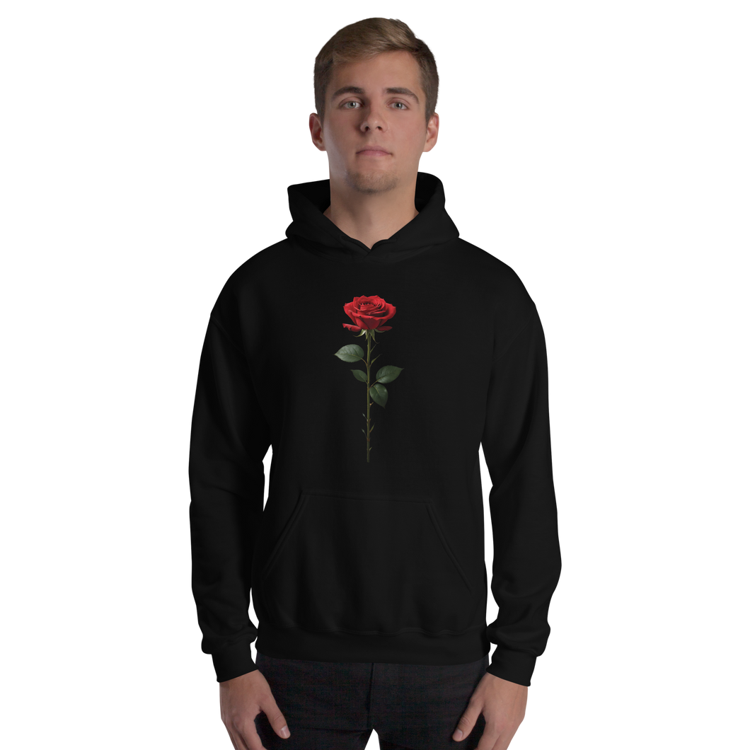 Red Rose on Black Unisex Hoodie