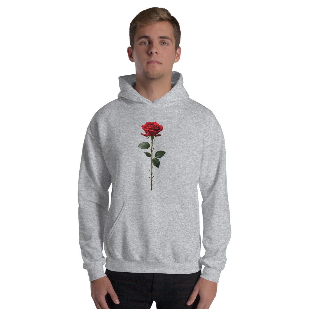 Red Rose on White Unisex Hoodie