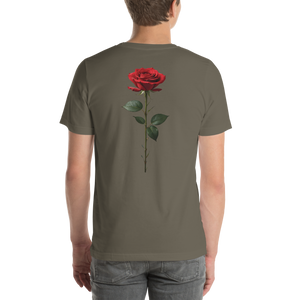 Red Rose on Black Back Print Unisex T-shirt