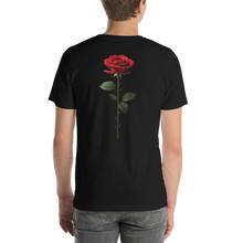 Red Rose on Black Back Print Unisex T-shirt