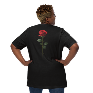 Red Rose on Black Back Print Unisex T-shirt