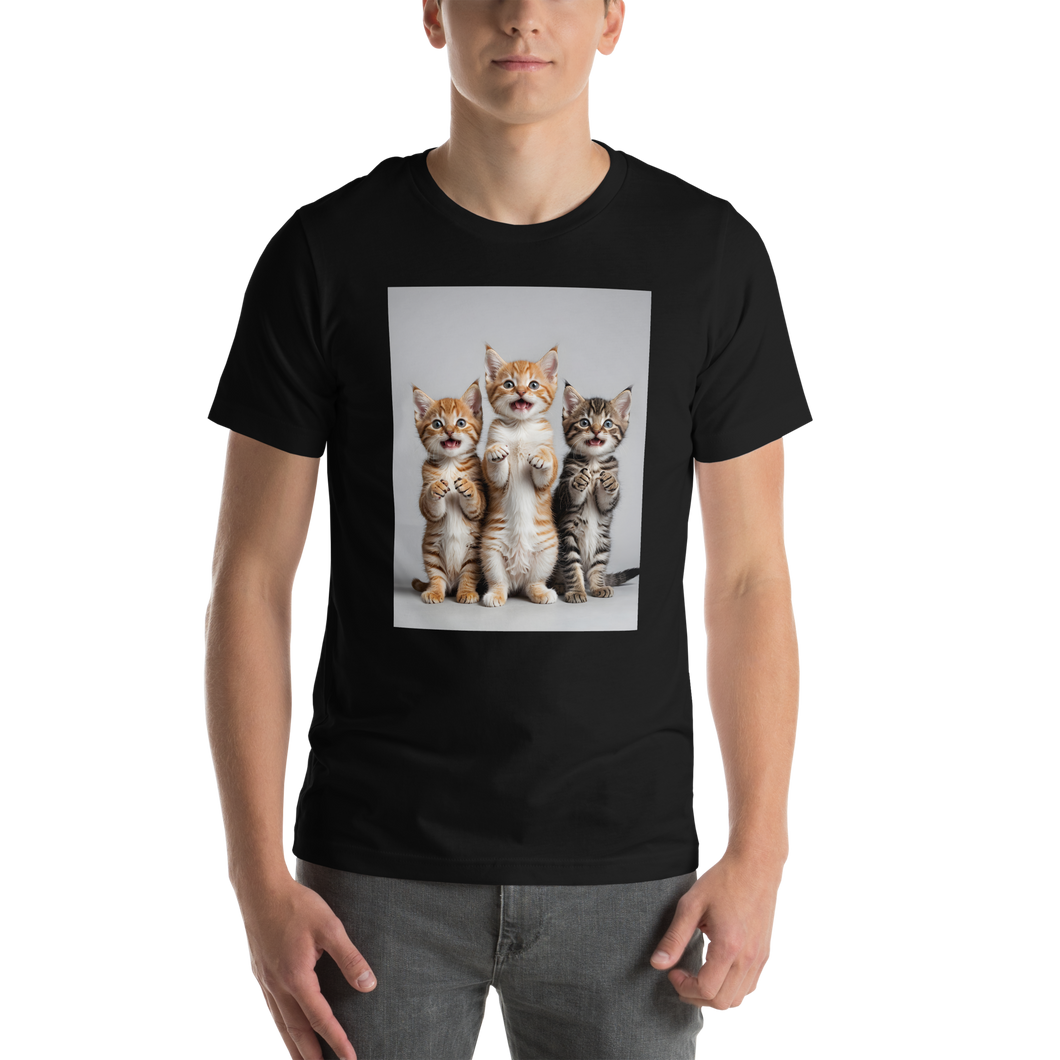 Funny Tripple Cats Unisex T-shirt Front Print