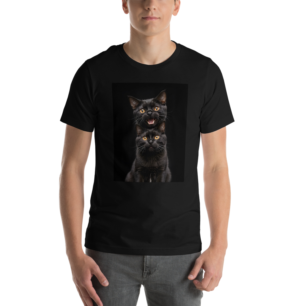 Two Black Cats Follows Unisex T-shirt Front Print