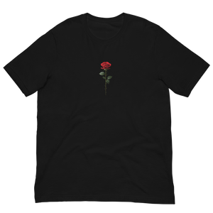 Red Rose on Black Back Print Unisex T-shirt