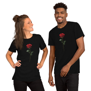 Red Rose on Black Unisex T-shirt