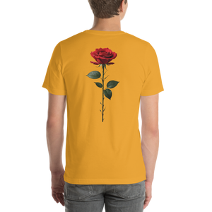 Red Rose on Black Back Print Unisex T-shirt