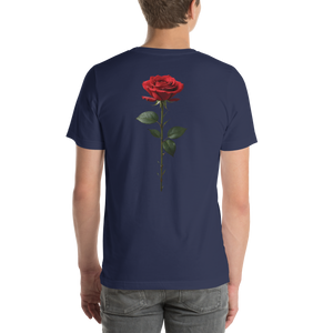 Red Rose on Black Back Print Unisex T-shirt