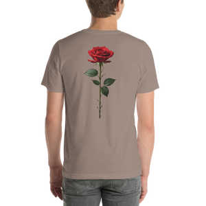 Red Rose on Black Back Print Unisex T-shirt