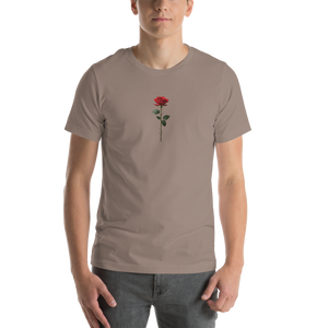 Red Rose on Black Back Print Unisex T-shirt