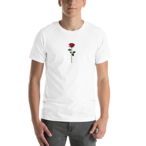 Red Rose on White Back Print Unisex T-shirt