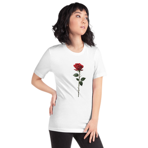 Red Rose on White Unisex T-shirt