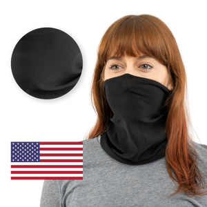 Black / Smooth Black USA Face Defender Neck Gaiters (Buy More, Save More!) Masks by Design Express