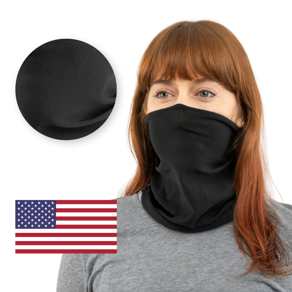 Black / Smooth / 50 50-10000 Pcs Black USA Face Defender Neck Gaiters Wholesale Bulk Lots Masks by Design Express