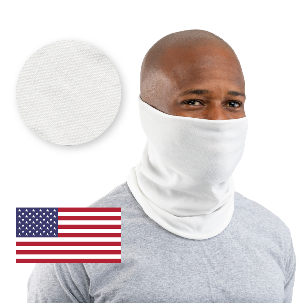 White / Textured / 50 50-10000 Pcs White USA Face Defender Neck Gaiters Wholesale Bulk Lots Masks by Design Express