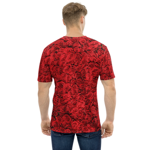 Red Rose Pattern Men's T-shirt by Design Express