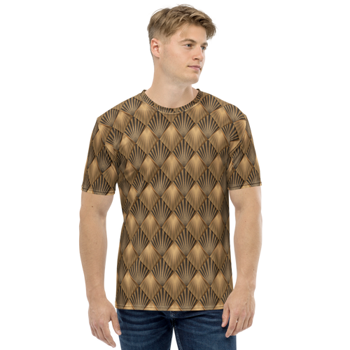 XS Golden Art Deco Pattern All-Over Print Men's T-shirt by Design Express