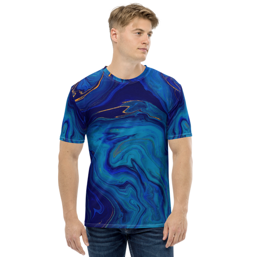 XS Blue Marble Men's T-shirt by Design Express