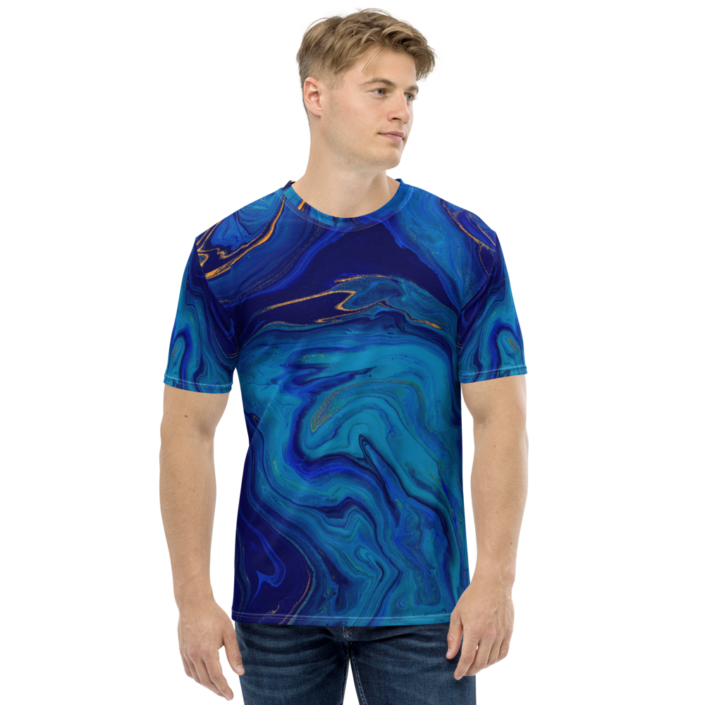 XS Blue Marble Men's T-shirt by Design Express