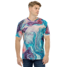 XS Blue Multicolor Marble Men's T-shirt by Design Express