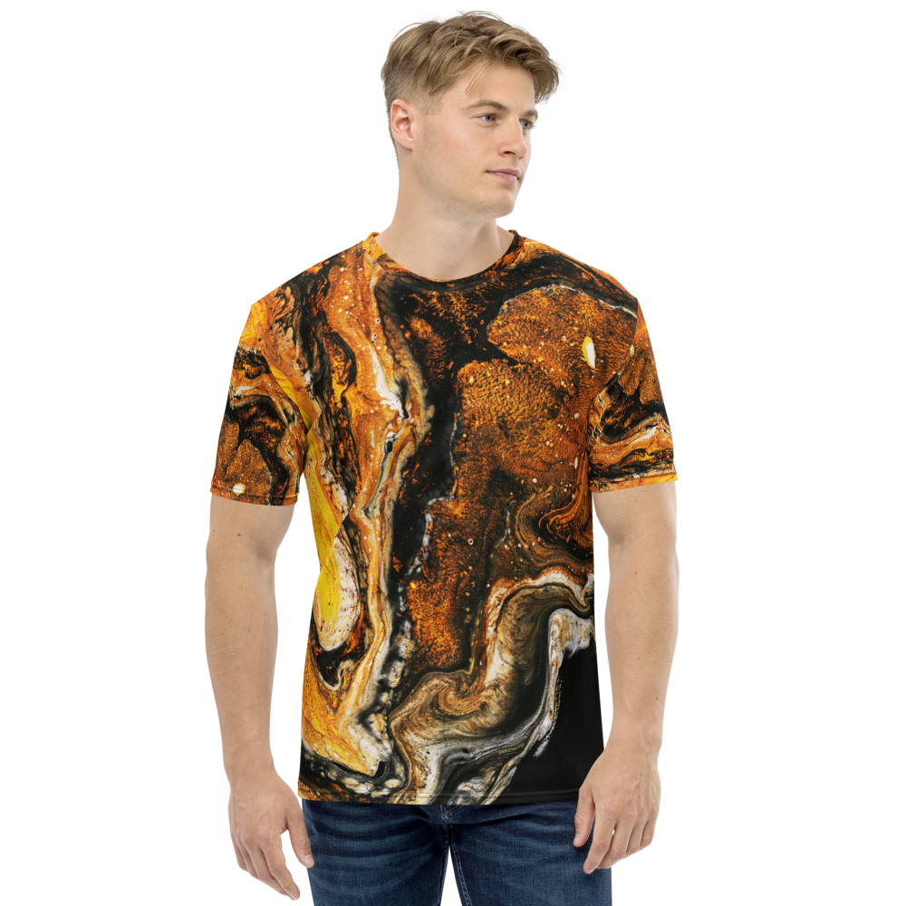 XS Yellow Orange Abstract Men's T-shirt by Design Express