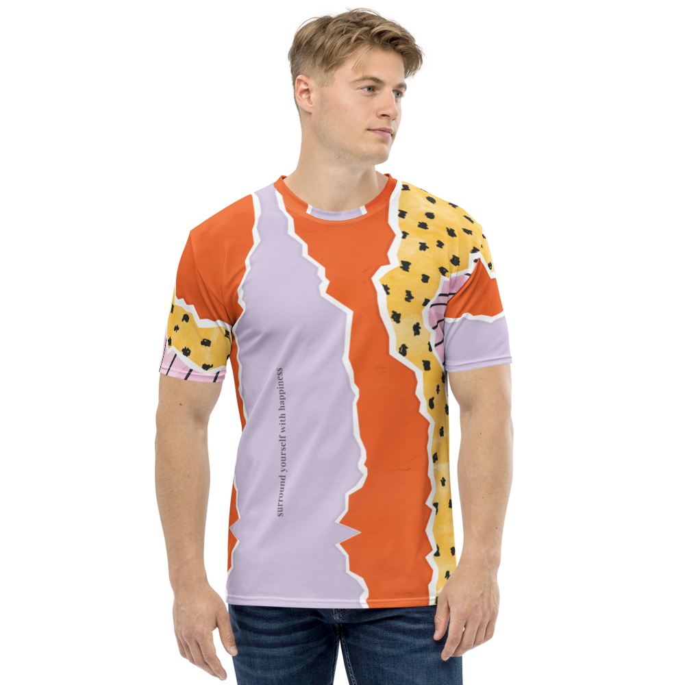 XS Surround Yourself with Happiness Full Print Men's T-shirt by Design Express