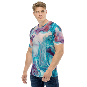 Blue Multicolor Marble Men's T-shirt by Design Express