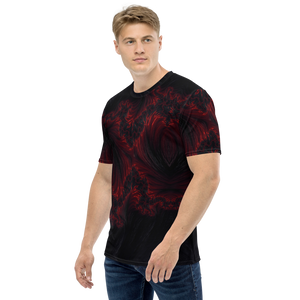 Black Red Fractal Art Men's T-shirt by Design Express